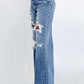 Acid Wash Distressed Wide Leg High Waist Jeans