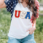 Chenille USA Stars and Stripes Printed V Neck T Shirt