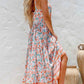 Boho Floral Print Sleeveless Tiered Maxi Dress