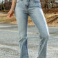 Subtle Ripped Detail Flare Bottom Jeans