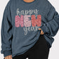 Plus Size Sequin Happy New Year Graphic Corded Sweatshirt