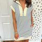Quarter Zip Collared Cap Sleeve Mini Dress