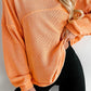 Solid Color Textured High Low Long Sleeve Top