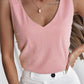 V Neck Rib Textured Tank Top