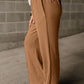 Drawstring High Waist Wide Leg Waffle Knit Pants