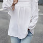 Lace Eyelet Ruffle Shoulder Long Sleeve Blouse