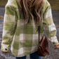 Plaid Print Buttoned Flap Pockets Baggy Shacket