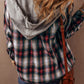 Plaid Print Chest Pocket Buttoned Hooded Shacket