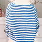 Stripe Zip up Collar Drop Shoulder Sweater