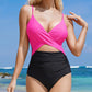 Crossover Colorblock Cutout One Piece Swimsuit