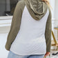 Striped Raglan Sleeve Buttoned Pocket Plus Size Hoodie