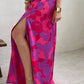 Abstract Floral Print V Neck Dolman Maxi Dress