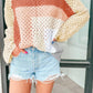 Pointelle Knit Colorblock Baggy Sweater