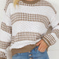 Vertical Stripes Two Tones Drop Shoulder Sweater