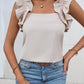 Solid Ruffle Trim Sleeveless Top