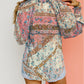 Vintage Floral Print Puff Sleeve Buttoned Shirt