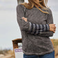 Aztec Patchwork Ribbed Long Sleeve Top