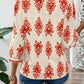 Vintage Geometric Printed 3/4 Sleeve V Neck Blouse