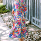 Abstract Print High Waist V Neck Maxi Dress