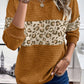 Leopard Quilted Patchwork Crew Neck Sweatshirt