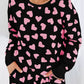 Valentine Heart Shape Print Long Sleeve Top Shorts Lounge Set