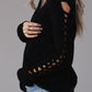 Braid Hollow-out Sleeves Knit Top