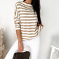 Striped Boat Neck Long Sleeve Top