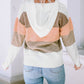 Color Block Knitted Drawstring Hooded Sweater