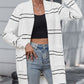 Striped Detail Fuzzy Open Front Cardigan