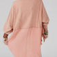 Crinkle Splicing Raw Hem High Low Oversized Blouse