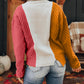 Colorblock Textured Drop Shoulder Sweater