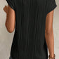 Wavy Texture Cap Sleeve Top