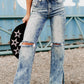 Vintage Distressed Split Hem Straight Leg Jeans