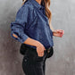 Puff Sleeve Button-Up Denim Jacket