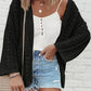 Hollow Out Knit Drop Shoulder Open Front Cardigan
