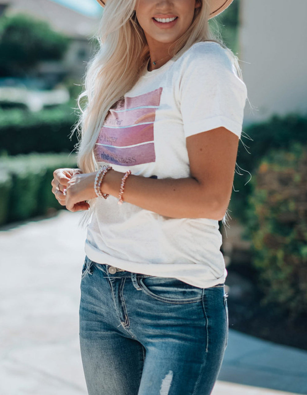 Letters Graphic Print Crewneck Short Sleeve T Shirt