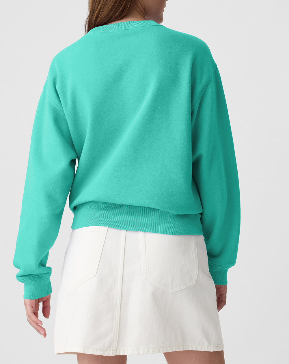 Solid Fleece Lined Drop Shoulder Terry Sweatshirt