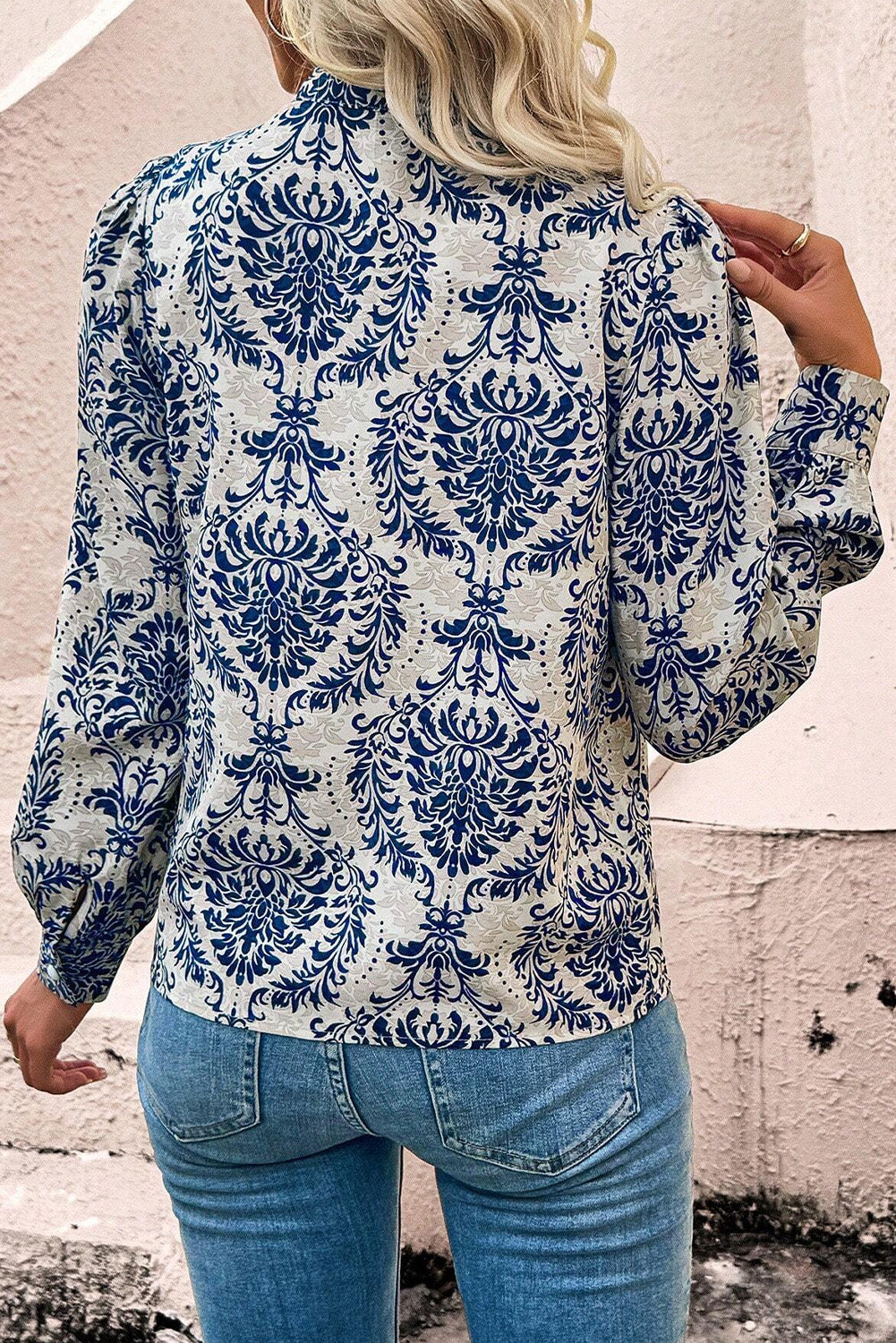 Bohemian Printed Bishop Sleeve Lace Shirt