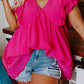 Plus Size Ruffle V Neck Tie Back Tunic Top