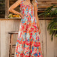 Vibrant Tropical Print Smocked Ruffle Tiered Maxi Dress