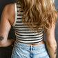 Stripe Round Neck Cropped Slim Tank Top