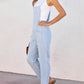 Chambray Pocketed Adjustable Straps Jumpsuit