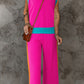 Color Block Detail Casual Two-piece Set