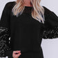 Sequin Patchwork Lantern Sleeve Blouse
