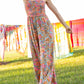 Boho Floral Smocked Sleeveless Wide-Leg Pocket Jumpsuit