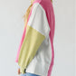 Exposed Seam Striped Color Block Patchwork Long Sleeve Top