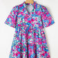 Floral Short Sleeve V Neck Tiered Mini Dress