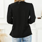 Solid Surplice Neck Shirred Cuffs Draped Blouse