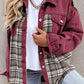 Plaid Patchwork Pockets Denim Jacket