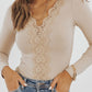 Taupe Long Sleeve Rib Knit Lace Bodysuit